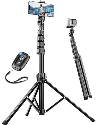 Nineigh Tripode para Movil 180cm, Extensible Tripode Movil Alto de Aluminiocon con Control Remoto y Soporte de Teléfono, Ligero y Estable iPhone Tripode para Cámara Samsung Huawei ﻿