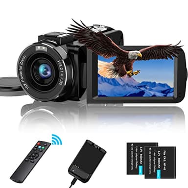 CAMKORY Cámara de Video FHD 1080P 36MP 30FPS Videocámara de Youtube Vlogging Visión Nocturna IR 16X Zoom Digital 3.0'' IPS Rotación Pantalla de 270 Grados Videocámara Digital