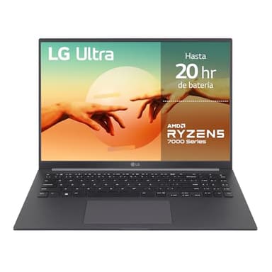 LG Ultra 16UD70R-G.AX59B - Ordenador Portátil, 16 Pulgadas, 16:10 IPS, Sin Sistema Operativo, Ryzen R5, 16 GB RAM, 1TB SSD, 1.6Kg, Hasta 20 Hr de Autonomía, Color Gris Carbón