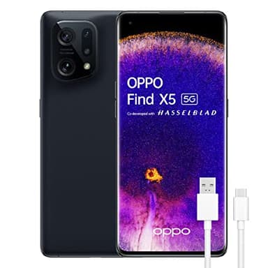 OPPO Find X5 5G – Smartphone 256GB, 8GB RAM, Dual SIM, Pantalla 6,5”, Cámara 50MP+50MP+13MP, Vídeo 4K Nocturno, Batería 4800 mAh, Carga Rápida 80W – Negro