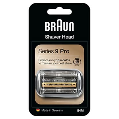 Braun Series 9 Pro Cabezal de Recambio 94M ORIGINAL Para Afeitadora Eléctrica Hombre, Compatible con las Máquinas de Afeitar Series 9, Fabricado en Alemania, Plata