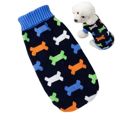 CHROMACRAFT Suéter De Punto para Cachorros, Suéter con Patrón De Huesos, Chaleco De Punto Suave, Ropa Cálida para Mascotas De Invierno, Suministros para Mascotas, 1 Pieza