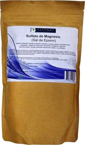 Sulfato de Magnesio (Sal de Epsom) 500g. Favorece el tránsito intestinal, promueve la relajación y ayuda a purificar el cuerpo. Complemento alimenticio en polvo - Esténat