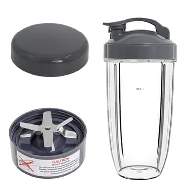 Poweka - Vaso de repuesto para licuadora de 680.4 g compatible con la máquina NutriBullet 600 W Pro 900 W NB-101S NB-201, tapa abatible para llevar, tapa de sellado y cuchilla extractora, kit de