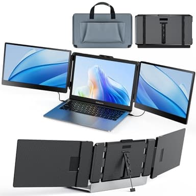 SMISEACOW Triple Pantalla para Portatil - Monitor Portatil S2 14 Pulgadas Portable Doble Pantalla portatil FHD 1080P Pantalla portatil Extensible Compatible Con13 A 17,3 Pulgadas Laptop