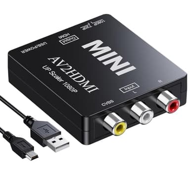 DigitPro Convertidor RCA a HDMI, convertidor de AV a HDMI, 1080P Mini RCA AV compuesto de audio de vídeo a HDMI adaptador compatible con PAL/NTSC para TV/Wii/PC/PS 123/STB/Xbox/VHS/VCR/reproductores