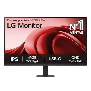 LG 32U631A-B Monitor, 32", QHD, Panel IPS, 2560 x 1440, 100Hz, 5ms, USB Tipo-C, sRGB 99%, Ajuste Inclinación, Negro