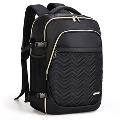 Lekespring Mochila Viaje Cabina Avion 45x32x22 - Mochila Portatil 17" - 35L Mochila Viaje Mujer Hombre - Mochila Ryanair 40x30x20 con 6 Bolsas Organizadoras - Negro