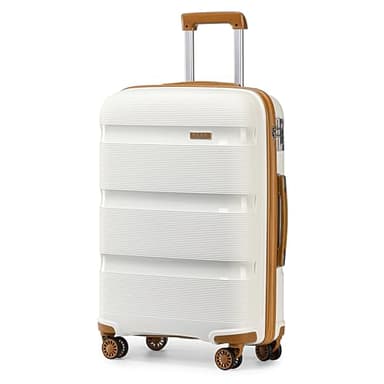 Kono Maletas de Viaje Rígida 4 Ruedas Trolley, Maleta Grande 28 Pulgadas, Resistente y Ligera, Cerradura TSA, Cremallera YKK, Crema con Marrón