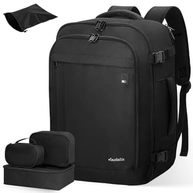 Vinstatin Mochila Viaje Cabina Avion 45x20x35 (40L),Mochila Viaje Mujer Hombre,Mochila de Equipaje de Mano Aprobada para Vuelo con 4 Bolsas Organizadoras,Vacaciones Negocios Viajes