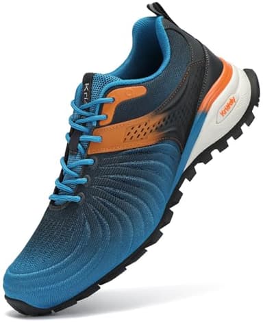 Kricely Zapatillas de Trail Running Hombre Zapatillas de Trekking Zapatos de Senderismo Ligero Antideslizantes AL Aire Libre Deporte Tenis Sneakers （Azul Oscuro 43）