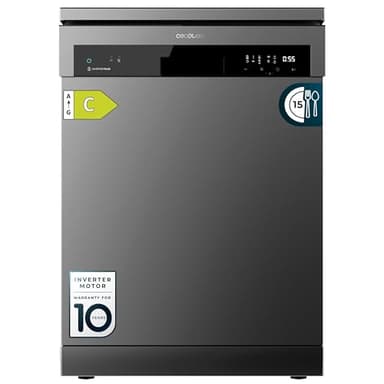 Cecotec Lavavajillas 60cm Independiente Bolero Aguazero 6500 Dark C. 15 Cubiertos, 3ª Bandeja, 6 Programas con Dual Zone Wash, Dry+, Auto Open, Media Carga, Comienzo Diferido, Motor Inverter Plus