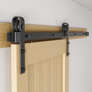 BONIKLUBA Kit de herrajes para puerta corredera de granero de 1,8 m para puerta individual, resistente, suave y silencioso, fácil de instalar, se adapta a puertas de 36 a 40 pulgadas de ancho
