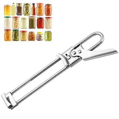 SUOXU Abrelatas manual de acero inoxidable,Abridor de tarros multifuncional ajustable que ahorra mano de obra,Adecuado para personas mayores, artritis, manos débiles y uso femenino en la cocina.