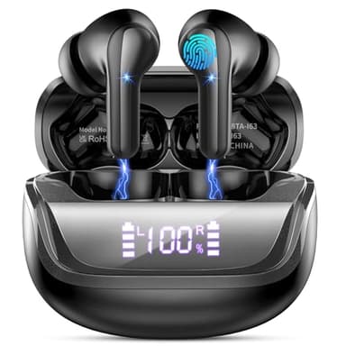 Auriculares Inalambricos Bluetooth, In-Ear Auriculares Bluetooth 5.4 con 4 ENC Cancelacion Ruido HD Mic, 45H Estéreo HiFi Cascos Inalambricos Running IP7 Impermeable/Pantalla LED/Carga Rápida Tipo-C
