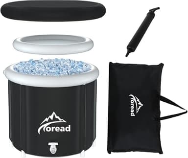 Baño de hielo portátil TOREAD, diámetro 85 cm, Ice Bath para recuperación muscular y terapia de frío, Bañera Hielo con tapa y bolsa de transporte