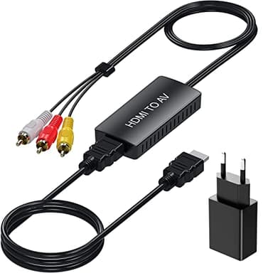 Adaptador convertidor de audio y video compuesto HDMI a AV/RCA, compatible con PAL / NTSC para PS One, PS2, PS3, Ninten 64, STB, VHS, VCR, Blue-Ray Reproductores de DVD Proyector