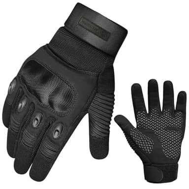 WESTWOOD FOX WFX Guantes de Motocicleta para Hombres y Mujeres, Guantes de Moto con Pantalla táctil y Nudillos Duros para Andar en Bicicleta, Senderismo, Camping (Negro, M)