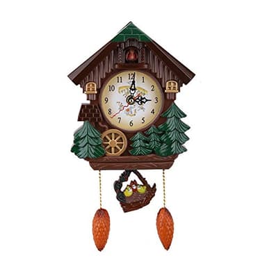 Tiiyee Reloj de Cuco, Reloj de Pared de Cuco, Reloj de péndulo Retro Tradicional de la casa de la Selva Negra Antigua Decoración de Pared Bird House Cuckoo Salón Apartamento Cuco Vintage 32 cm