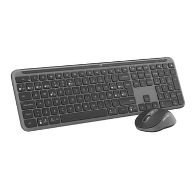 Logitech MK950 Signature Slim, teclado y ratón inalámbricos, diseño elegante, clics discretos, uso alternante de 3 dispositivos, Bluetooth, multisistema operativo, Windows, Mac, QWERTY ESP - Grafito