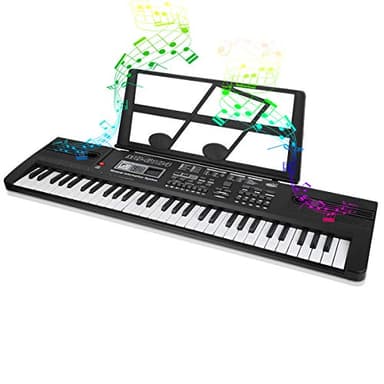 Greensen - Piano con teclado electrónico de 61 teclas, teclado digital, órgano electrónico portátil con micrófono y atril, teclado musical, juguete para niños para principiantes, 26 x 7.5 x 2.2 pulgad