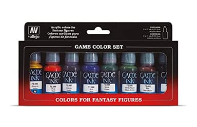 Vallejo GameColor Set de Pintura Acrílica Game Color Inks. Kit de 8 Tintas Transparentes en Botellas de 18 Ml con Cuentagotas para Efectos de Sombreado y Aguadas para Fantasía y Wargames