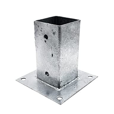 DOJA Barcelona | Anclaje Poste Cuadrado| PACK4 | 101x101mm | Acero Galvanizado | Base Poste con Base Atornillable | Anclaje Cuadrado para Postes de Madera, Vallas Jardin, Cenadores, Barra Cortinas