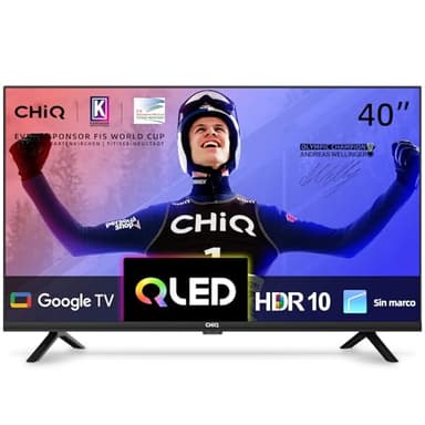 CHiQ L40QH7G TV QLED de 40 Pulgadas con HDR 10, diseño sin Bordes, Google TV, Asistente de Google