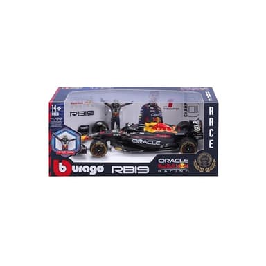 Bburago Burago Maqueta Coche Fórmula 1, MAX Verstappen, Oracle Red Bull Racing RB19, Escala 1/24, Incluye Figura piloto, Maquetas Coches, Miniatura de colección, F1, 14 años (78061)