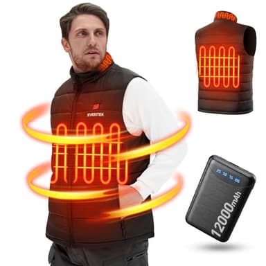 2024 Mejora 12V Chaleco Calefactable Hombre,12000mAh Chaqueta Calefactable Ligera con Bateria,Calefaccion Multizona,3 Controladores de Temperatura,Utilizable Como Regalo, Senderismo,Escalada(L)