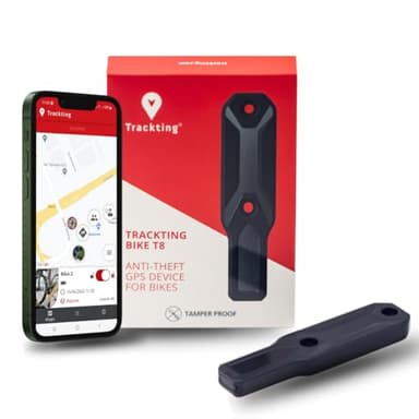 Trackting Bike T8 Localizador GPS con Tarjeta SIM y suscripción Anual | Antirrobo para Bicicleta con Sensor De Movimiento, Batería Recargable USB-C, Seguimiento En Tiempo Real en Caso de Robo