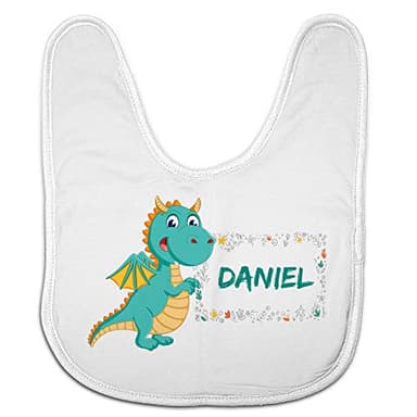 LolaPix Babero recién Nacido. Regalos Personalizados con Nombre. Baberos para bebé Personalizados. Varios diseños. DRAGÓN