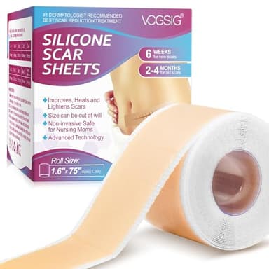 Hojas de silicona de primera calidad para cicatrices, tratamiento profesional flexible para cicatrices de cesárea, queloides, cicatrices quirúrgicas, cinta eficaz para cicatrices(4cmx1.9m)