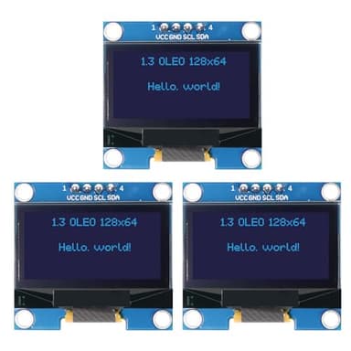 APKLVSR 3 Unidades de Pantalla OLED de 1,3 Pulgadas I2C 128 x 64 píxeles I2C, módulo de Pantalla OLED para Arduino (Caracteres Azules)