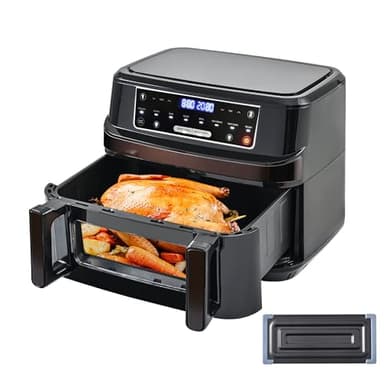 Freidora de Aire Caliente 2 Cámaras y una Cámara Regulable | Airfryer XXL 12L Control de Temperatura Separable, Freidora de Aire Caliente de 2600W, Doble Cámara, Pantalla Táctil con 8 Programas