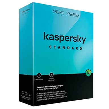 Kaspersky Standard 2023 | 1 dispositivo | 1 año | Caja Mini No CD | Seguridad Avanzada | Protección Bancaria en línea | Optimización del rendimiento | PC/Mac/Móvil