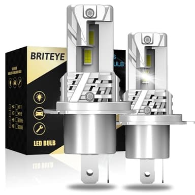 Briteye Bombilla H4 LED 60 Watts 12000Lm 6500 Kelvin Luz Blanca 400% Brighter Conception Sans Câble Plug and Play Para Faros de Coche (2 Bombillas)