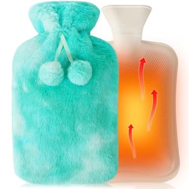 Bolsa de Agua Caliente, Con Térmica Suave de Peluche, 2L Hot Water Bottle, Calentador Cama, Extraíble y Lavable, Puede Utilizar de Navidad e Invierno, Ancianos, Niñas, Azul