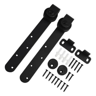 Zilimontt Mini kit de herrajes para puerta corredera de granero, kit de riel de acero al carbono plano para puertas de 1/2 pulgada y 1-1/8 pulgadas