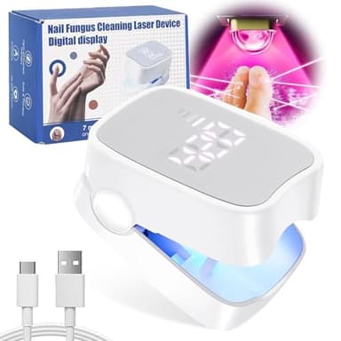 Dispositivo de Limpieza de Hongos en Uñas con números LED, Tratamiento Hongos Uñas Pies, Dispositivo de Terapia Láser Recargable y Portátil para Onicomicosis