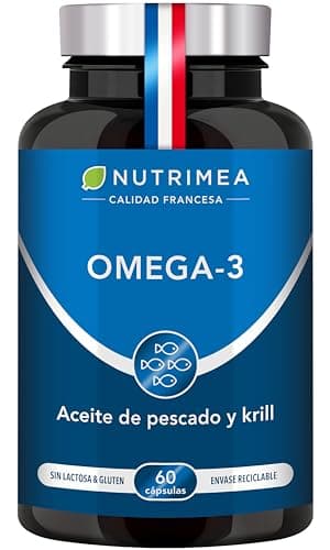 Omega 3 Aceite de Pescado Krill 1000 mg 4 Veces Potente DHA EPA Acidos Grasos Omega3 Capsulas Antioxidante Corazón Reduce Colesterol Azucar en Sangre Fish Oil Complemento Alimenticio Premium