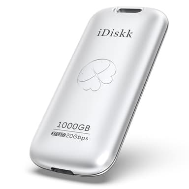 iDiskk Unidad de Estado sólido Externa de 1000GB de hasta 2000 MB/s, Unidad SSD USB 3.2 Gen 2x2 USB-C, Unidad SSD portátil con Cable USB-C, Unidad Flash USB-C de Bolsillo de 2000 MB/s (Plateada)