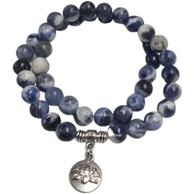 Amalur Nature Mala de 45 cuentas Sodalita Códigos Sagrados.Pulsera de oración. Cumple tu deseo