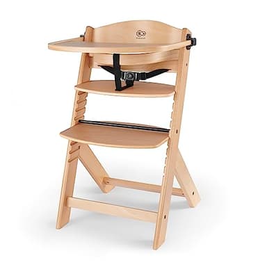 kk Kinderkraft ENOCK Trona bebé de Madera, Infantil, Portatil, para niños, Evolutiva silla alta, Ergonómica, Con accesorios, Barrera y Bandeja, Madera natural