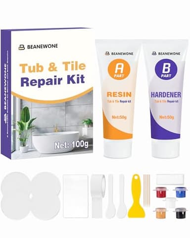 Beanewone Kit Reparacion Plato Ducha Resina, Kit Reparacion Baldosas para Reparar Desconchones, Abolladuras, Mellas y Grietas en Accesorios de Porcelana y Cerámica (Cinco Colores)