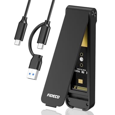 FIDECO Carcasa M.2 NVMe SSD, 10Gbps Carcasa SSD M2, USB 3.2 Gen 2 Caja Disco Duro para SSD M.2 NVMe PCIe M Key B+M Key, Diseño de Sándwich, Instalación sin Herramientas, Soporte UASP y Trim