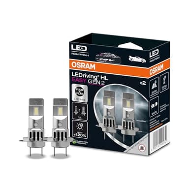 OSRAM LEDriving HL EASY GEN 2 ≜ H7/H18, lámpara LED de luz de carretera y de cruce, blanco frío 6500 K, no necesita accesorios, solo para uso todoterreno, sin ECE, 2 lámparas