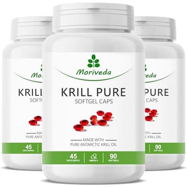 Cápsulas de aceite de krill - 1000mg PURE aceite de krill durante 135 días - con astaxantina omega 3-6 EPA DHA colina fosfolípidos - Moriveda 3x 90 cápsulas