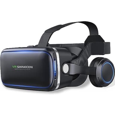 FIYAPOO Gafas VR con Auriculares, 3D Gafas Realidad Virtuales,Sumérgete en la Diversión 3D: Juegos y Aventuras Cinematográficas en Teléfonos de 4.7 a 6.6 Pulgadas (Android/iPhone)