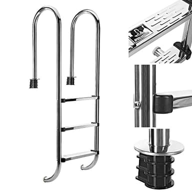 Bc-elec - Escalera de piscina PL003 con 3 peldaños de acero inoxidable 304SS, 158 cm, escalera de piscina con 3 peldaños.